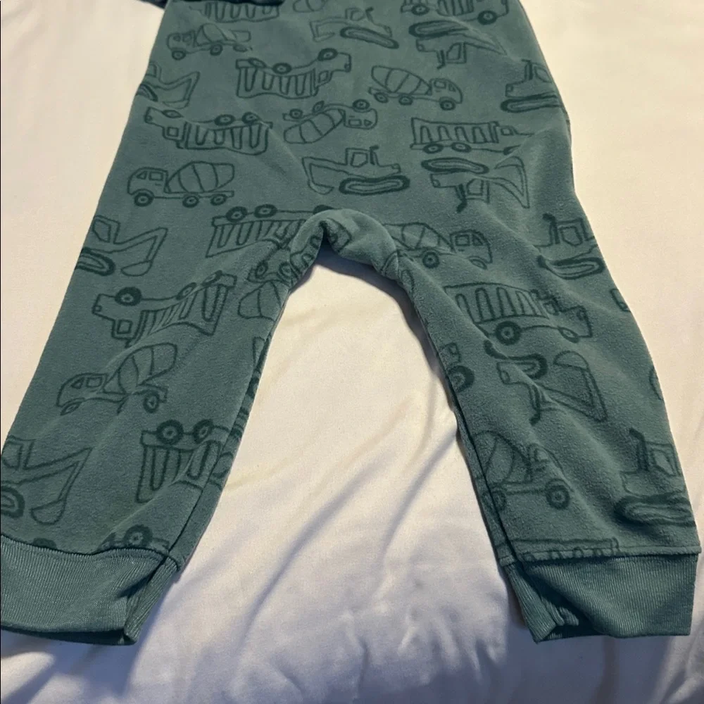 Carter's Teal Hooded Baby Onesie with Vehicle Pattern